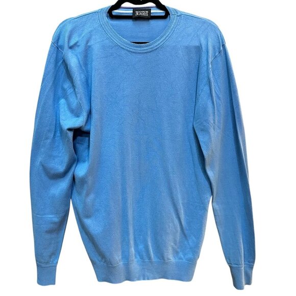 Scotch & Soda Sweater Essential Classic Crewneck Pullover Sky Blue Preppy M - Picture 2 of 6